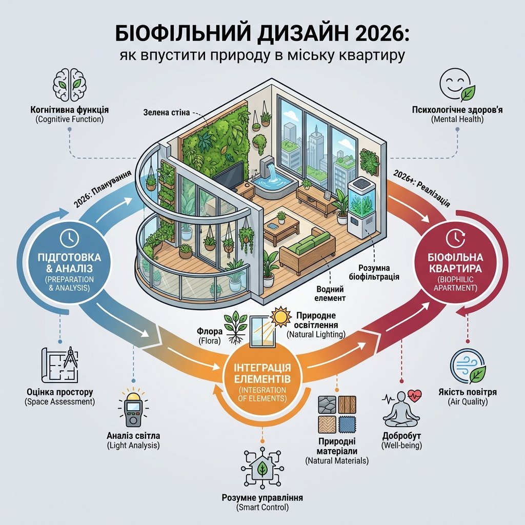 Биофильный дизайн 2026: как впустить природу в городскую квартиру