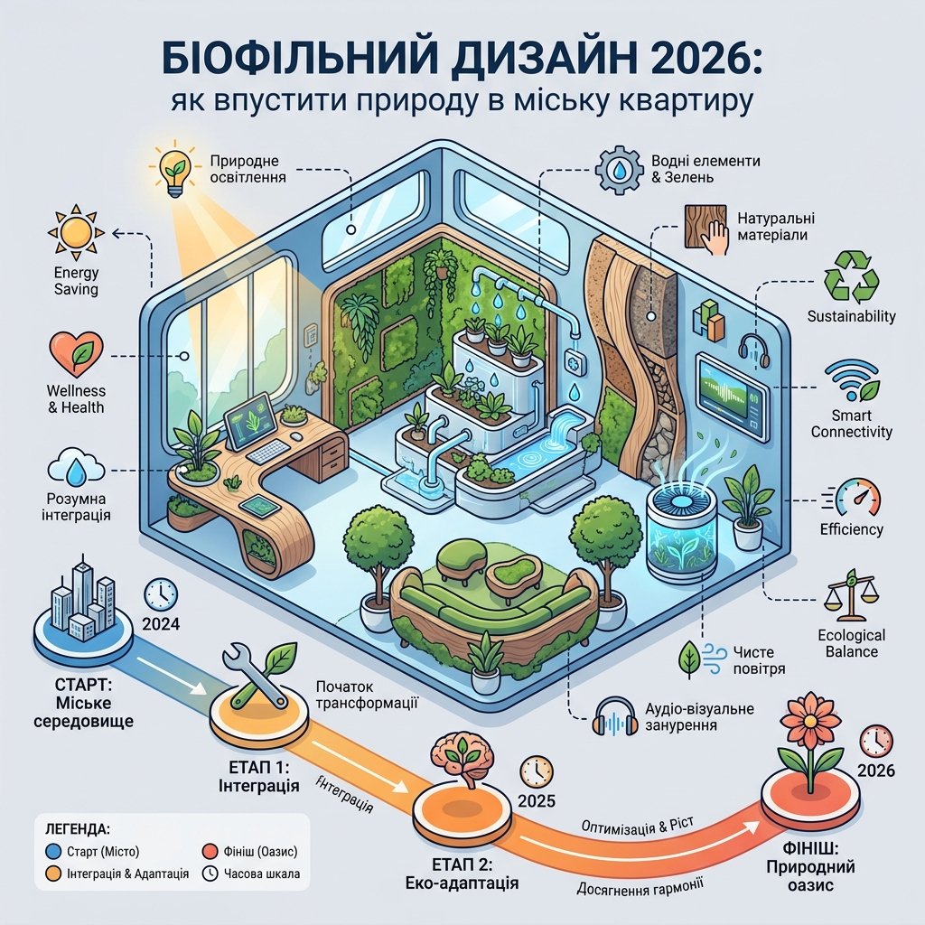 Биофильный дизайн 2026: как впустить природу в городскую квартиру