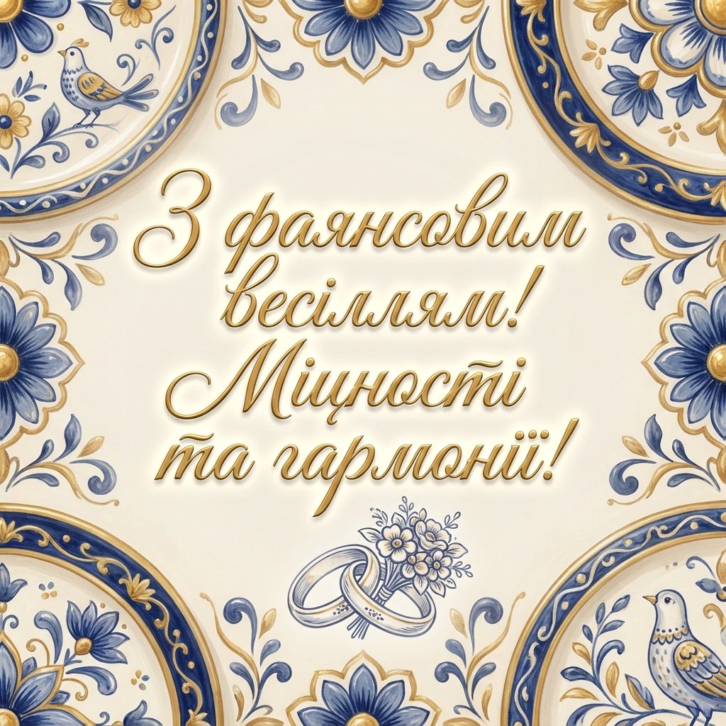 Фаянсовая свадьба (9 лет): красивые пожелания своими словами