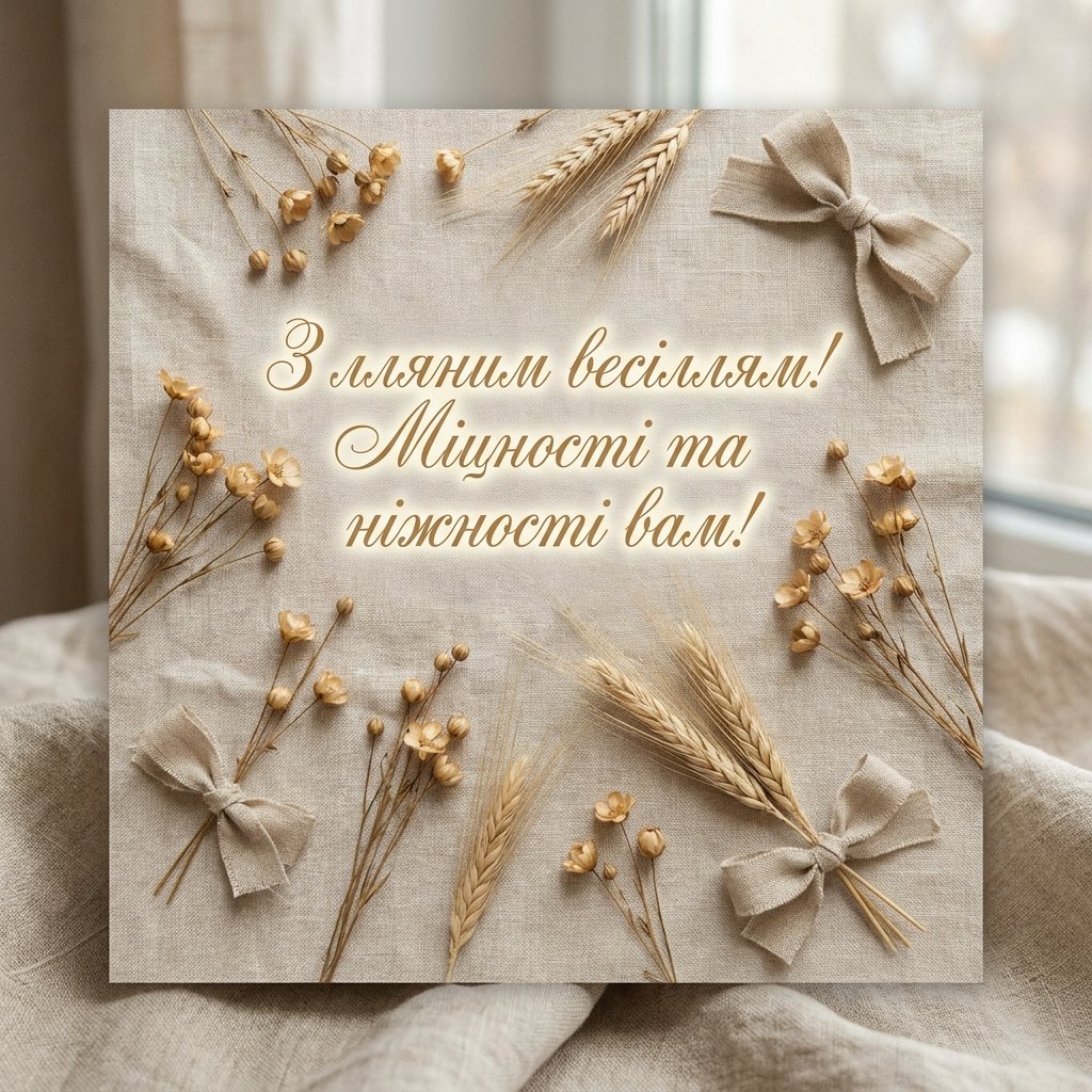 Льняная свадьба (4 года): трогательные слова и эстетические открытки