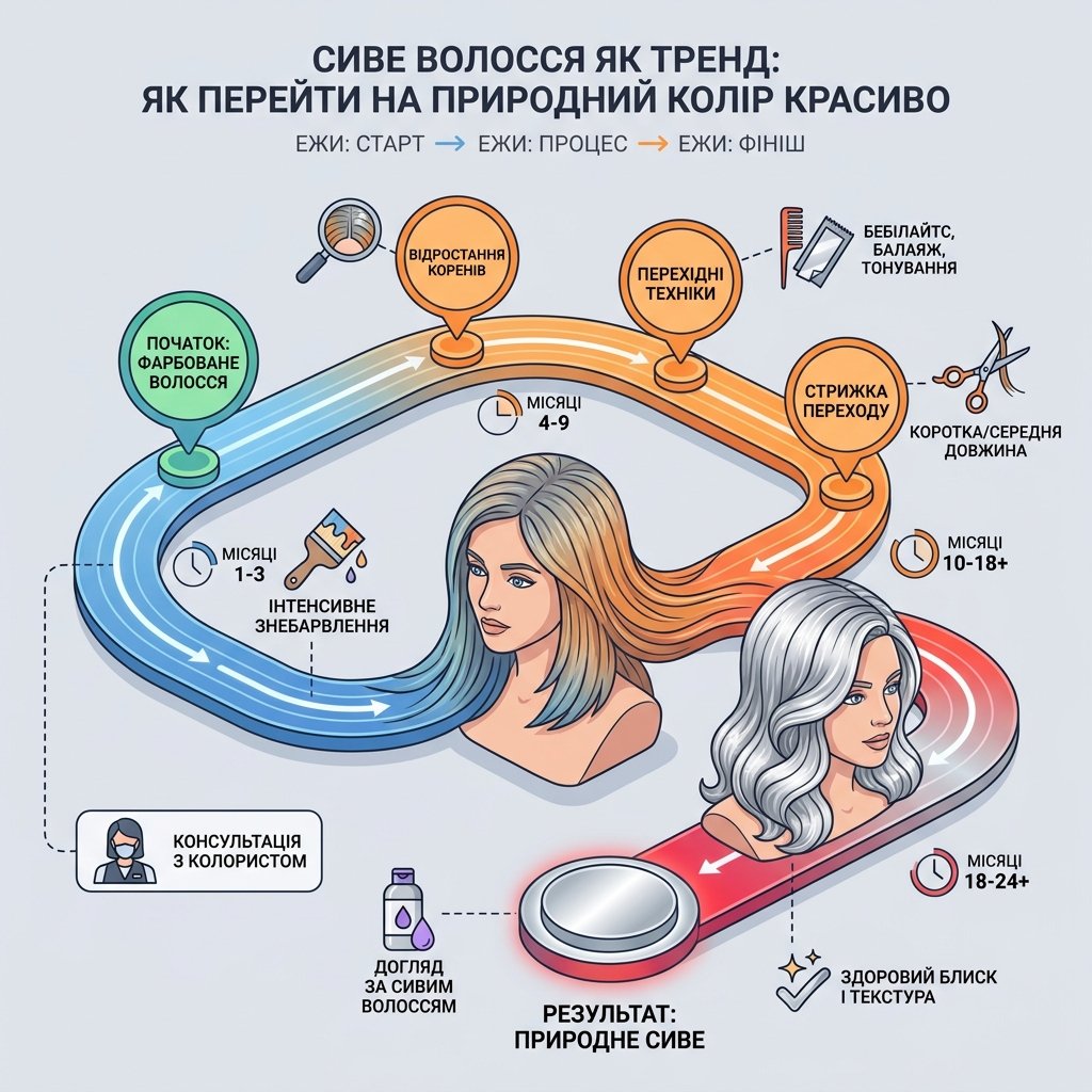 Сиве волосся як тренд: як перейти на природний колір красиво